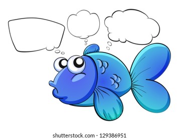 Illustration of a blue fish with empty callouts on a white background