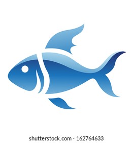 Illustration of Blue Fish Icon isolated on a white background