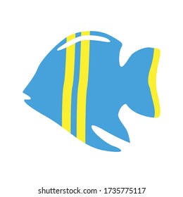 Illustration of a blue fish with a white background
