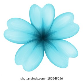 Illustration of a blue five-petal flower on a white background