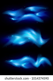 Illustration of blue flame tips and sparks on black background