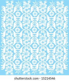 illustration with blue floral background