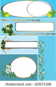 illustration with blue floral frames