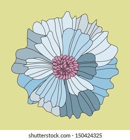 Illustration with blue flower