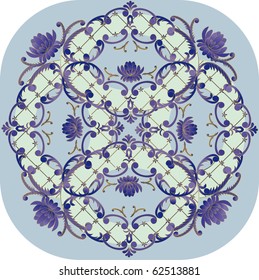 illustration with blue flower decoration
