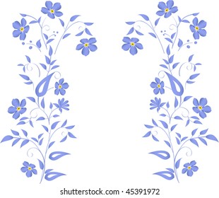 illustration with blue flower flowers on white background