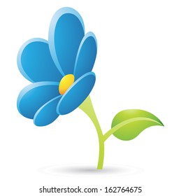 Illustration of Blue Flower Icon isolated on a white background