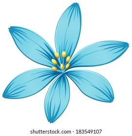 Illustration of a blue flower on a white background