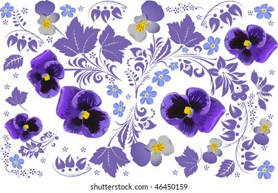 illustration with blue flower on white background