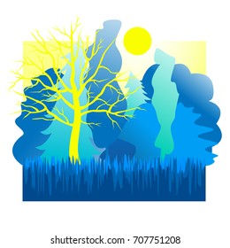 Illustration of the blue forest