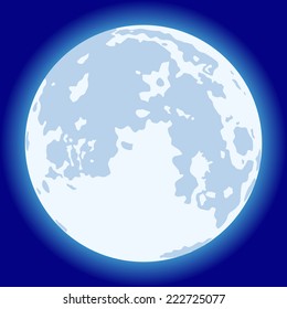 Illustration of the blue full moon on sky background