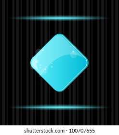 Illustration blue glossy blank web button with reflection - vector