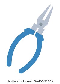 Illustration of blue and gray needle nose pliers on a white background