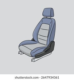 Illustration of a Blue and grey car seat with headrest