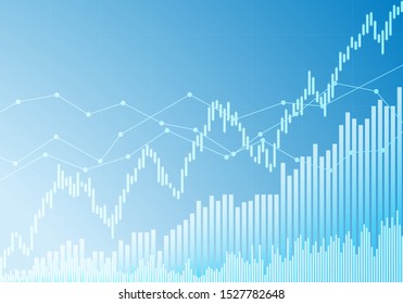 Illustration of blue growth index or graph. Investment or stock market with upward trend - vector