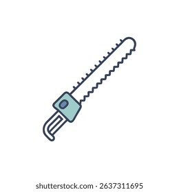 Illustration of a Blue Hand Saw on White Background