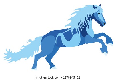 Illustration blue Horse for the creative use in graphic design