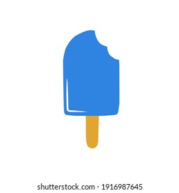 Illustration of blue ice cream that has been bitten