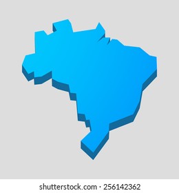 Illustration of a blue isolated  Brazil map 