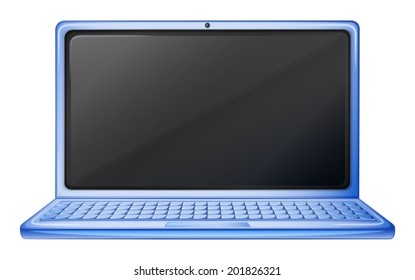 Illustration of a blue laptop on a white background