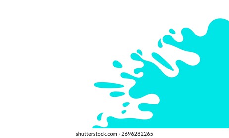 Ilustración de una salpicadura líquida de luz azul sobre un fondo blanco. Abstractas fondo ondulado. Ilustración de productos líquidos como queso, jarabe y pintura