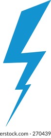 Illustration of a blue lightning bolt isolated on, symbolizing speed, energy, and electricity