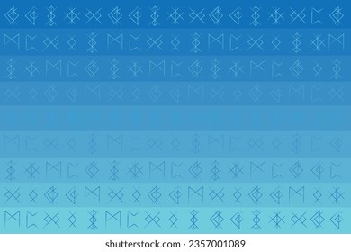 illustration blue line of the Rune character on blue gradient background.