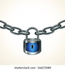 Illustration and blue lock   chain  Protection concept 