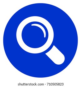 Illustration of blue magnifying circle icon