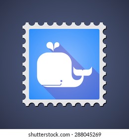 Illustration Of A Blue Mail Stamp Icon With A Whale