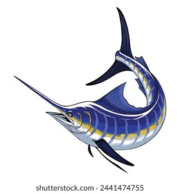 Illustration of Blue Marlin Fish in Vintage Style