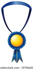 Illustration of a blue medal on a white background