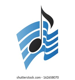 Illustration of Blue Musical Note isolated on a white background