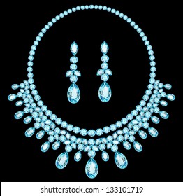 illustration of the blue necklace women for marriage with precious stones