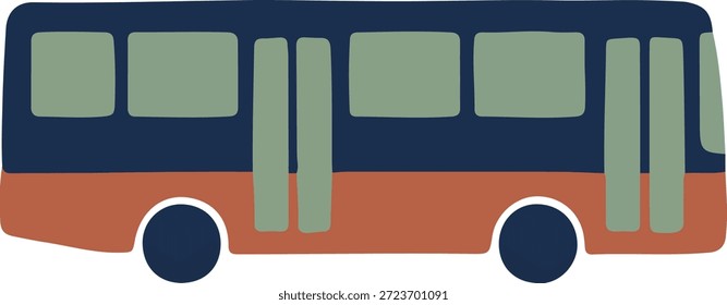 Ilustración de un autobús azul y naranja