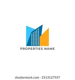 ILLUSTRATION BLUE ORANGE COLOR HOME. BUILDING ARCHITECTURE SIMPLE MINIMALIST LOGO ICON DESIGN VECTOR. GOOD FOR REAL ESTATE, PROPERTY INSDUSTRY