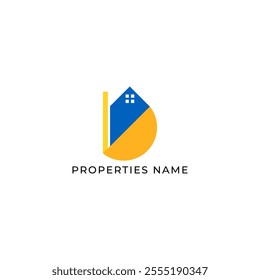 ILLUSTRATION BLUE ORANGE COLOR HOME. BUILDING ARCHITECTURE SIMPLE MINIMALIST LOGO ICON DESIGN VECTOR. GOOD FOR REAL ESTATE, PROPERTY INSDUSTRY