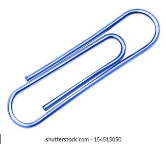 Illustration of a blue paper clip on a white background