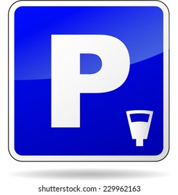 illustration of blue parking sign on white background
