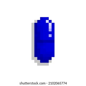 Ilustración de píldora azul, simple vector de medicamentos, arte de píxeles 