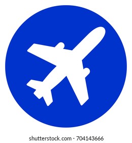 Illustration of blue plane circle icon