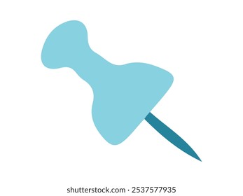 Illustration of a blue push pin isolated on a white background. Concept of office supplies, paper organization, stationery design, school item, Minimalist Design, Reminder Pin for Organization.