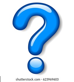 Illustration of blue question mark on white background