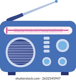 Ilustração de um rádio azul com uma antena