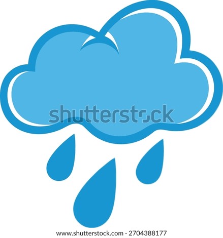 Illustration of a blue rain cloud with raindrops isolated on, perfect for weather forecasts