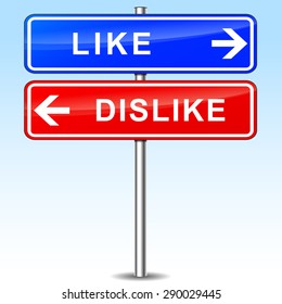 illustration of blue and red arrows for like and dislike