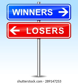 illustration of blue and red arrows for winners