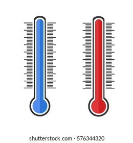 illustration of blue and red thermometers