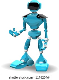 illustration of a blue robot on white background