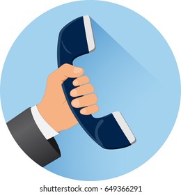 Illustration of blue round phone icon